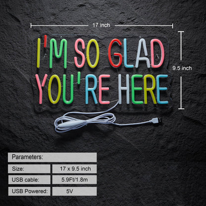 I'm So Happy You're Here Neon Sign for Wall Décor Dimmable LED Neon Light USB Powered Neon Art Signs Decor