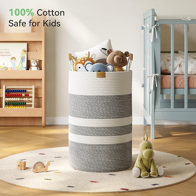 75L Striped Laundry Hamper