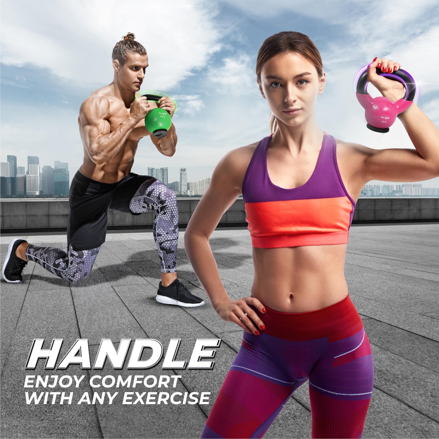 Yes4All Kettlebells Rubber Base, Kettlebell Set for Women, Strength Training Kettlebells Weights (10-65 lbs)