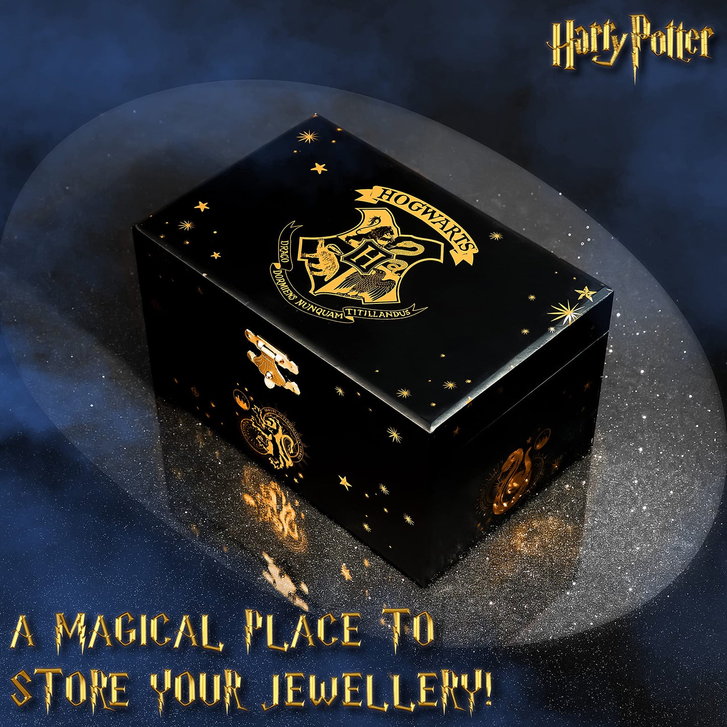 Harry Potter Jewelry Box, Musical Box Storage with Spinning Hogwarts Crest