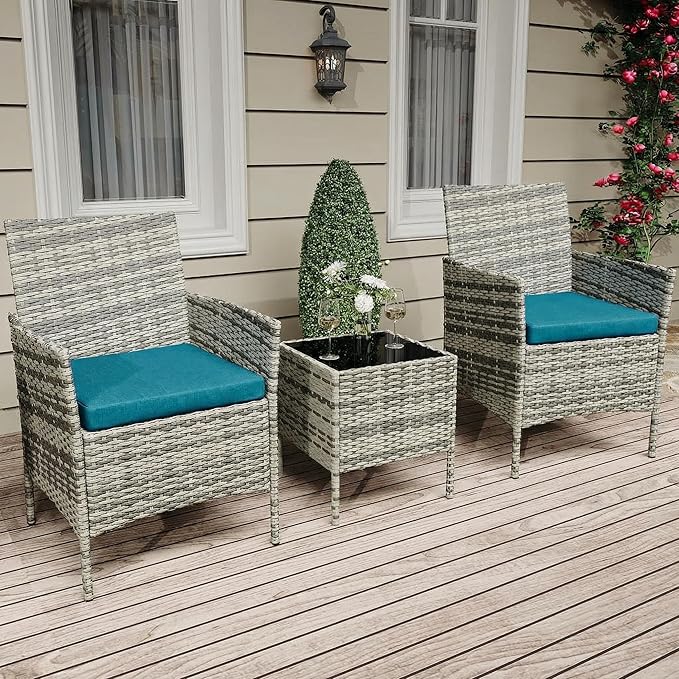 GarveeLife 3 Piece Patio Furniture Set, Rattan Outdoor Furniture