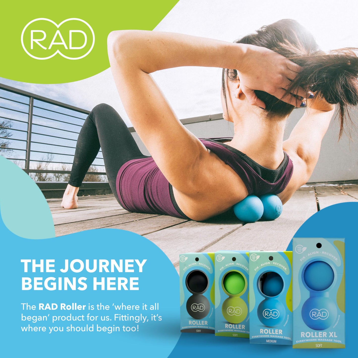 RAD Original Peanut Massage Ball – Medium Density Yoga Deep Tissue Roller Ball – Myofascial Release for Back, Neck, Feet, Psoas & Spine – Suboccipital & Thoracic Trigger Point Therapy