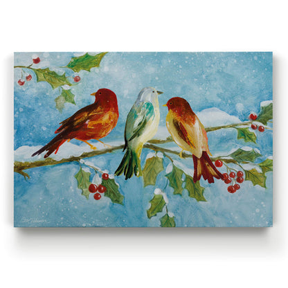 Renditions Gallery Animals Wall Art Paintings for Home Decor SnowBirds Sitting on Holly Tree Abstract Art Wall Hanging Prints for Bedroom Dining Living Room Office Home Kitchen Decor - 32"X48" LT18