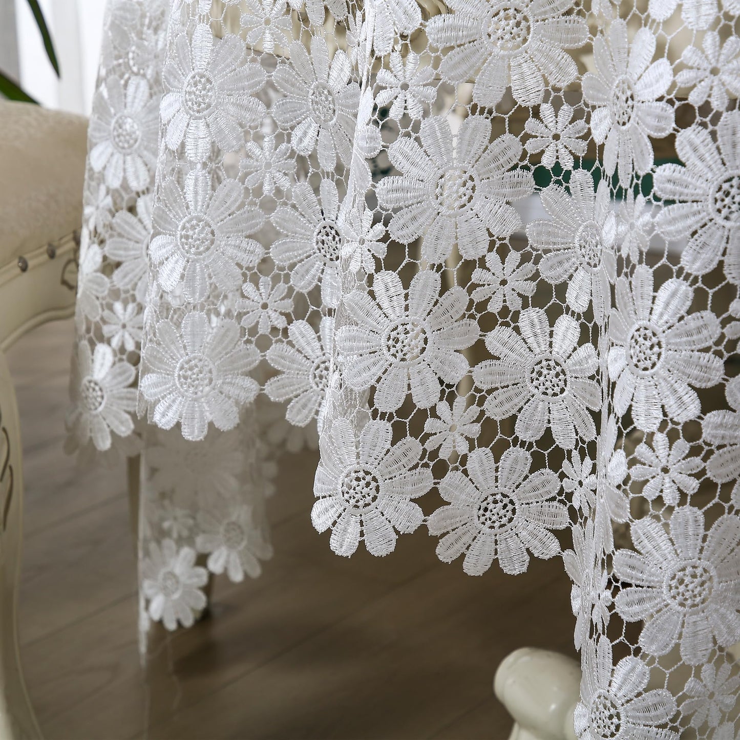 Lace Table Cloth Farmhouse Crochet Rustic 60x120 Tablecloth Rectangle White Fabric Sheet Picnic Table Cover For Dining Kitchen/Restaurant/Outdoor /Holiday/Wedding/Birthday/Party/Spring/Fall/Christmas