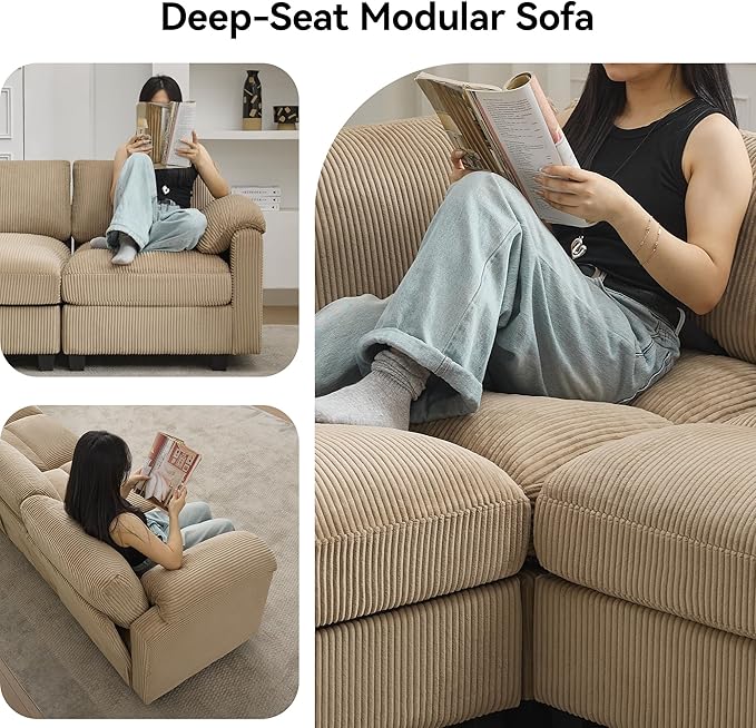 61'' Modular Loveseat Sofa, Extra Deep Seat Cloud Couch