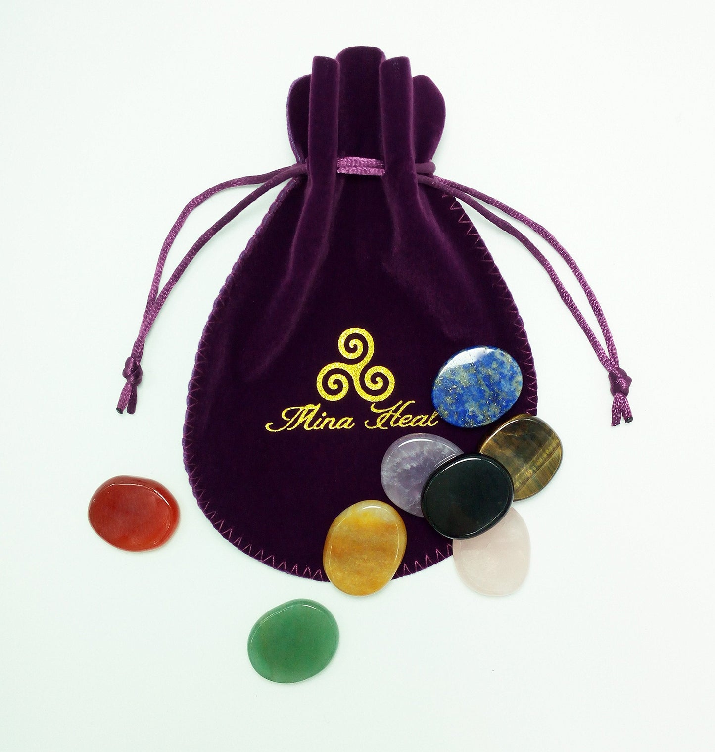 Worry Stones Set of 8 – Polished & Tumbled Crystals and Healing Rocks, Natural Chakra Worry Stones for Meditation, Grounding, Reiki, Anxiety & Stress Relief and Daily Calm