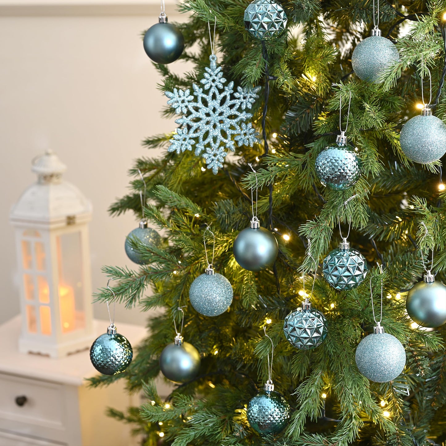 Valery Madelyn Christmas Tree Decorations Ornament Set, 50ct 2 Inches Light Blue Shatterproof Christmas Ball Ornaments Hanging Xmas Holiday Party Decor