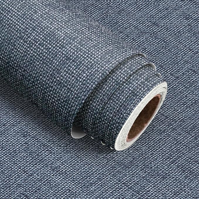 Blue Grasscloth Peel and Stick Wallpaper Textured Contact Paper 15.7in x