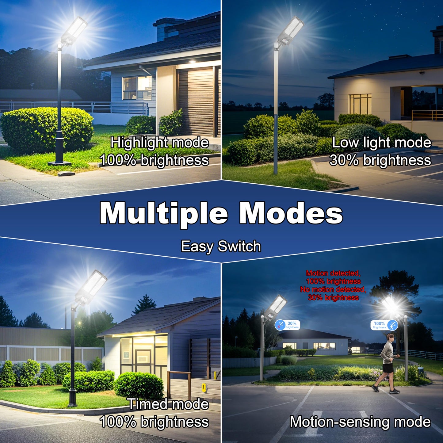 Jadisi 2025 New Solar Street Light, Solar Street Lights Outdoor Waterproof Dusk to Dawn 7000K LED Security Flood Light with Motion Sensor and Remote Control for Pathway, Entryway & Yard
