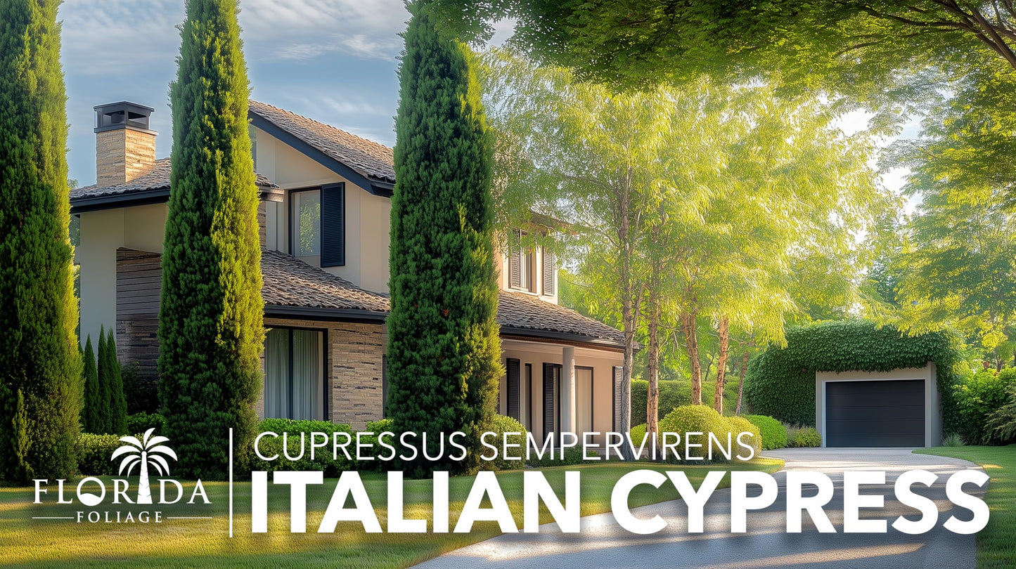 Italian Cypress | 3 Large Trade Gallon Size Trees | Cupressus sempervirens | Narrow Evergreen Plants | Tall Privacy Landscaping | Upright Ornamental Outdoor Plant