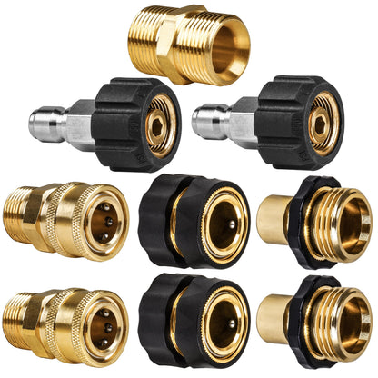 WOJET Pressure Washer Hose Fittings, M22-14mm to 3/8” Pressure Washer Quick Connect Kit, Quick Release Male Female Adapter Set for Power Washer, Hose & Gun
