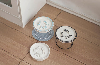 TRUNDISAN Upgrade Whisker-Fatigue-Free Cat Slow Feeder Bowl, Raised Cat Bowl Improved Design, Anti Vomit Promotes Digestion and Prevents Obesity, Durable and Slow Down Your Feline Friend Eating Speed