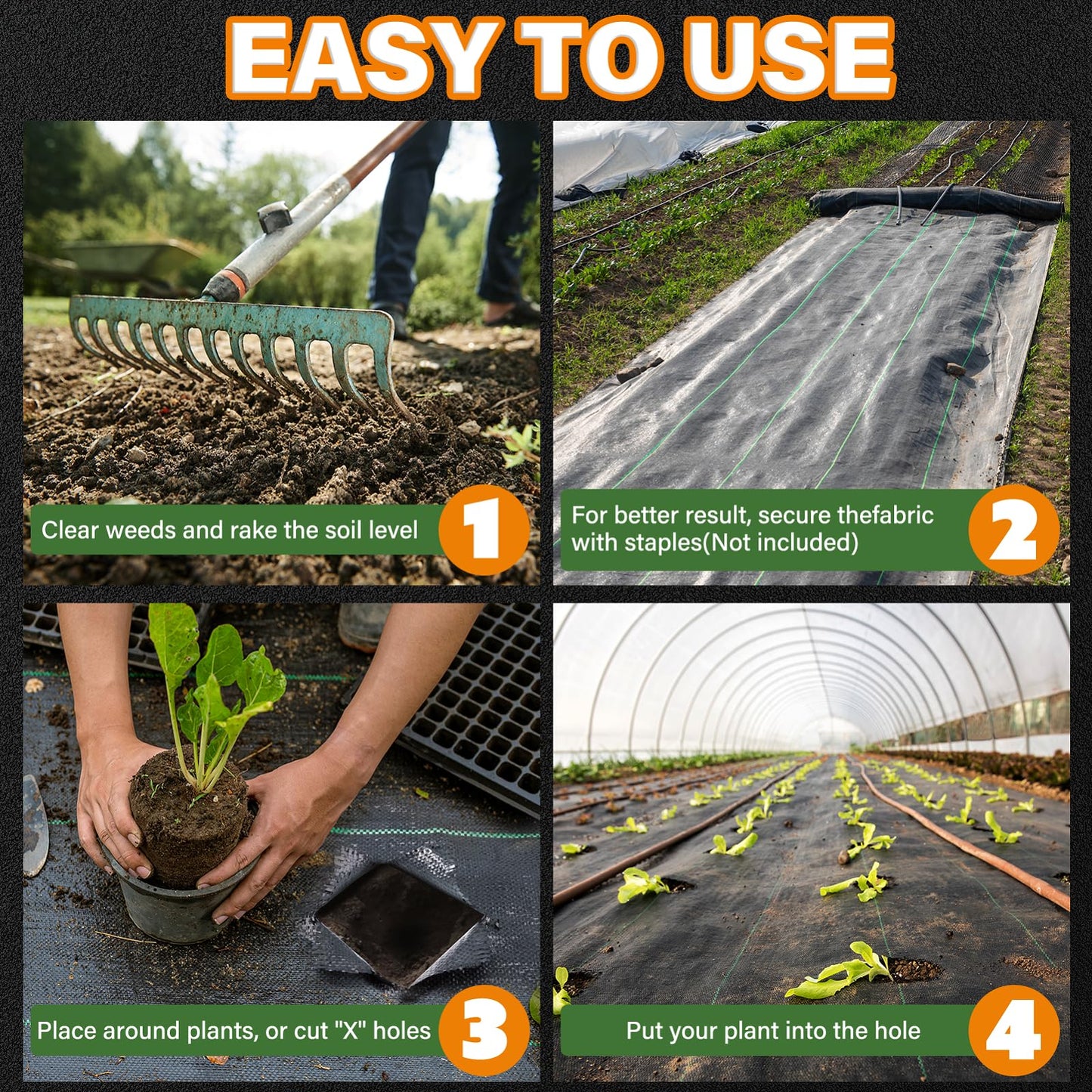 Winisok Garden Weed Barrier Landscape Fabric 2FT x 50FT, Premium Weed Control Garden Cloth, Durable Woven Geotextile Fabric, Mulch Breathable Ground Cover for Landscaping Weed Blocker Garden Bed