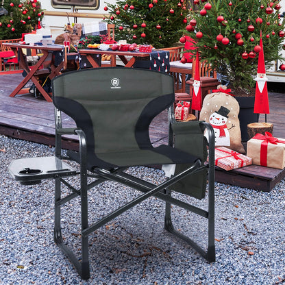 EVER ADVANCED Aluminum Lightweight Folding Director Chair, 350lbs Heavy Duty Camping Chair with Side Table & Storage, 19" Joint-Friendly Height Easy to Stand, Portable Makeup Artist & Vendor Chair