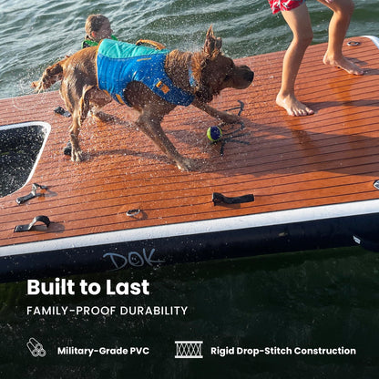 DOK Party-DOK Inflatable Dock Platform: Safe & Easy Water Access; Floating Non-Slip EVA Foam with Water Ramp for Pool, Dock, & Lake | Military Grade & High Visibility