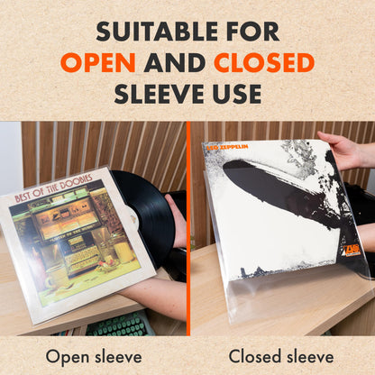 50x 12 Inch Standard Outer Vinyl Record Sleeves | Crystal Clear Covers for Single Double Albums & LPs | Acid-Free Protective Plastic Sleeves | Clean & Crisp Polypropylene