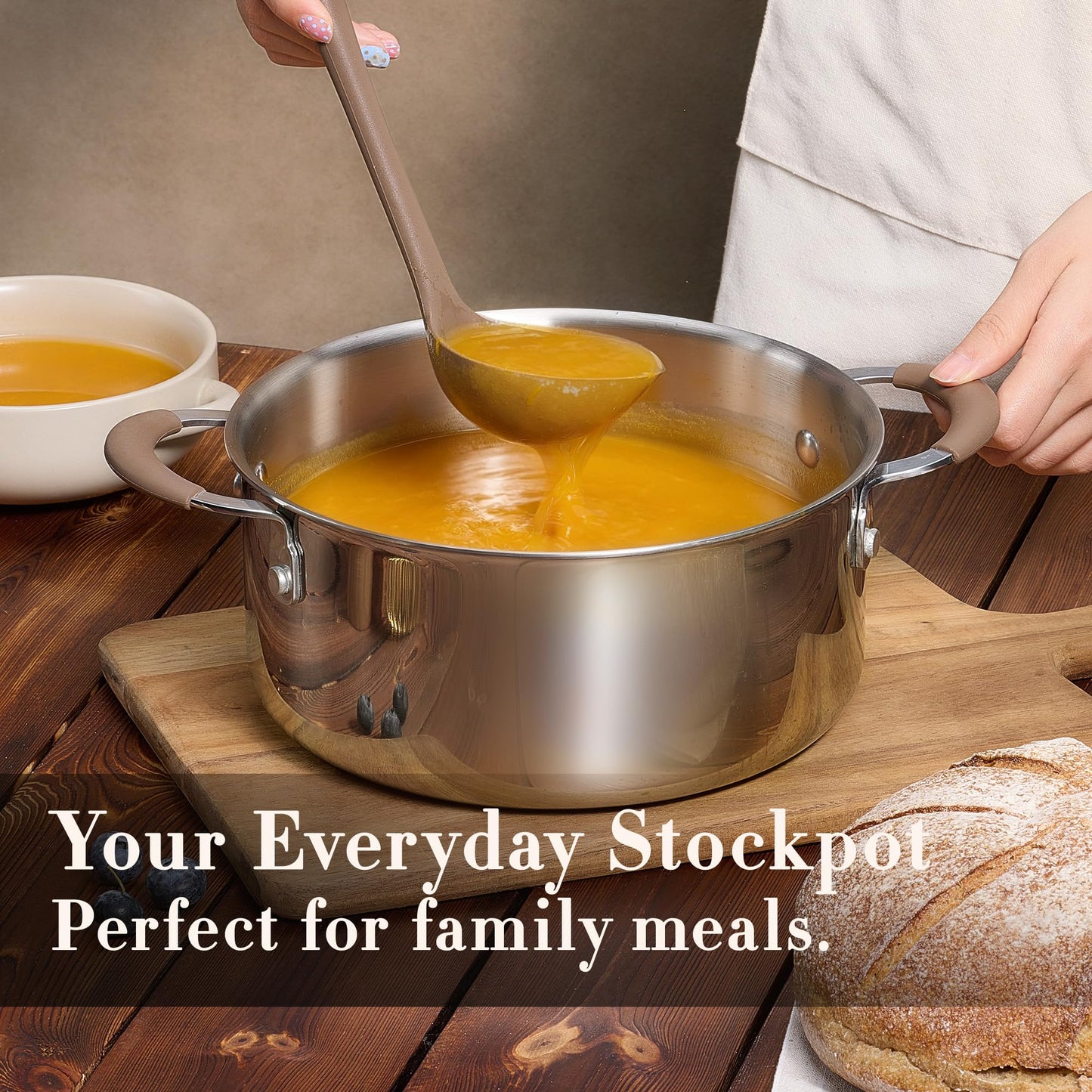 CAROTE 19pcs Stainless Steel Cookware Set with Detachable Handle, Pots and Pans Set, Induction Kitchen Cooking Sets, RV/Camping Cookware, Removable Handle, Oven Safe, Woodgrain, Mothers Day Gifts
