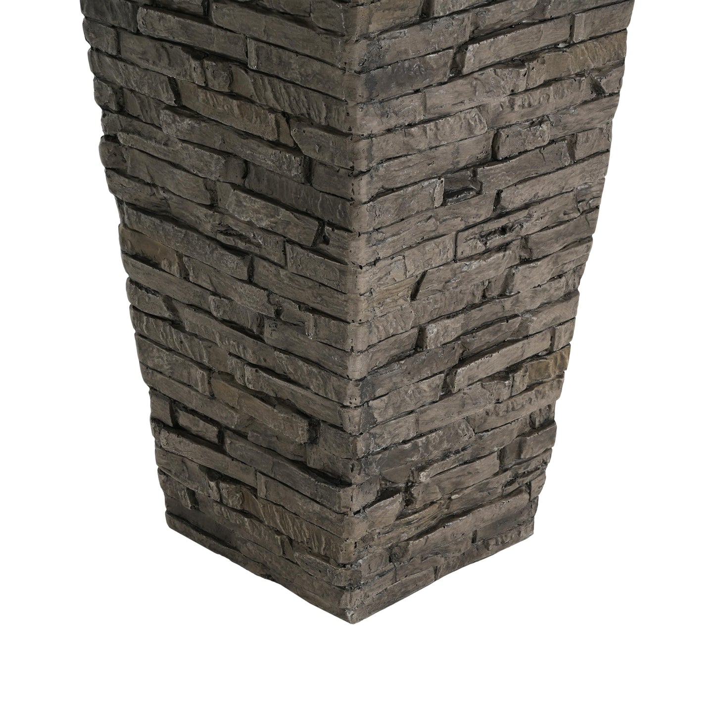 Merax Tall Planter 30 Inch, Outdoor Indoor Square Planter, MGO Stone-Effect Brick Texture, Weather-Resistant Planter with Drainage Hole for Trees, Shrubs, Large Plants, Grey