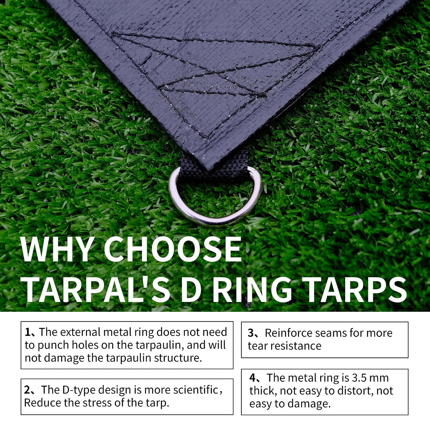TARPAL Tarp 20x20 Feet Heavy Duty Tarps 14mil D-Ring Waterproof Tarp for Outdoors UV Protection Triangular Sewing Design Reinforced Corners and Edges（Black）