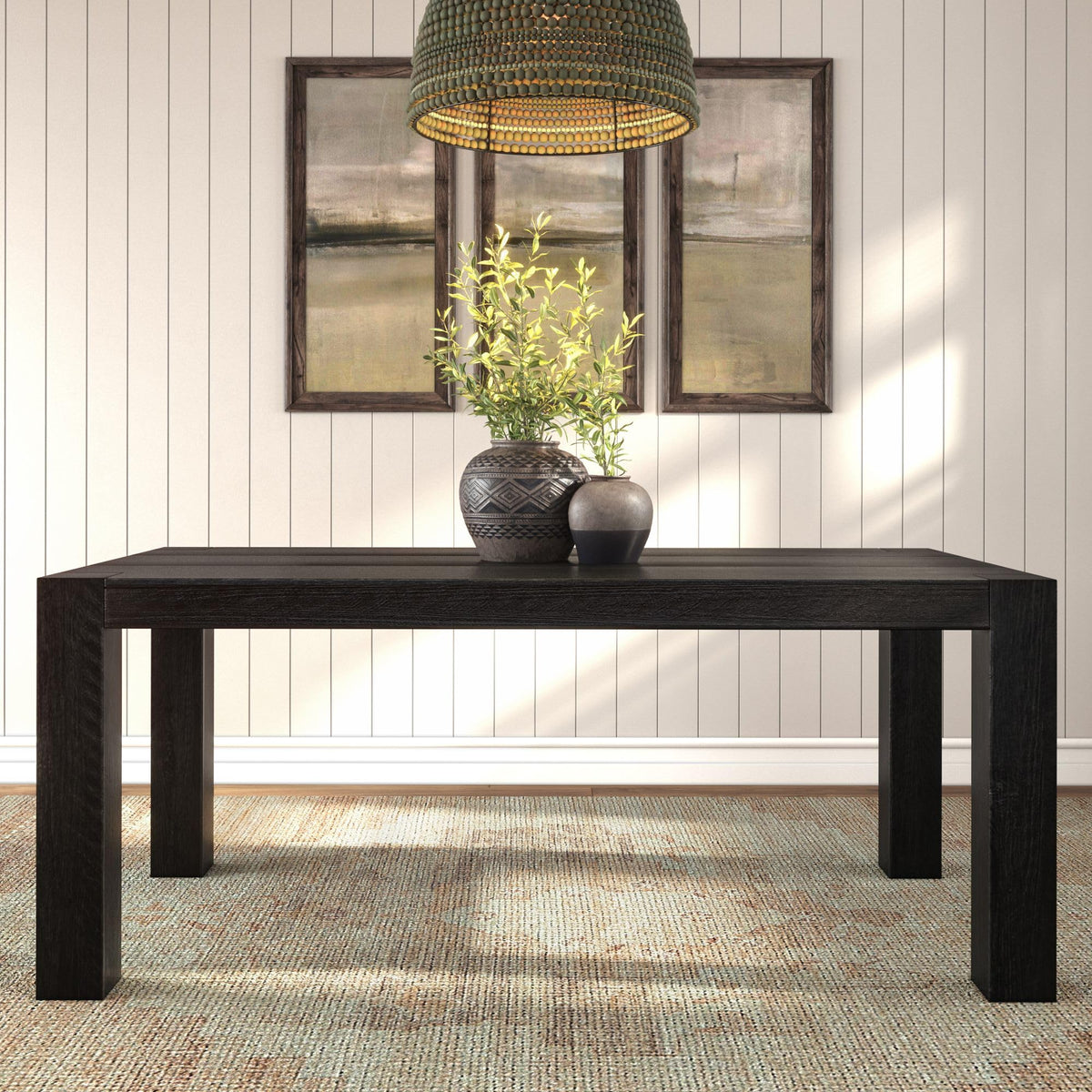 Plank+Beam Camden, Farmhouse Dining Table, 72", Solid Wood Dining Table for 6-8, Rustic Table for Dining Room and Kitchen, Natural Wood Grain, Rustic Char