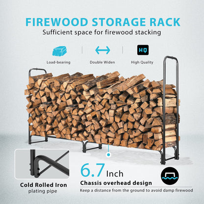 VIVOHOME 21.5 Inches Folding Heavy Duty Firewood Storage Log Rack with 8ft Heavy Duty Indoor Outdoor F
