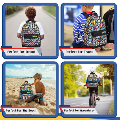Pokemon Backpack for Kids Teenagers Pikachu Rucksack School Bag with Zipped Pockets Adjustable Straps Charizard Daypack for Travel Sports Anime Gifts (Multi AOP)
