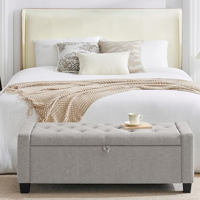 Huatean Home 43" Ottoman with Storage, Storage Ottoman Bench with Safety Hinge