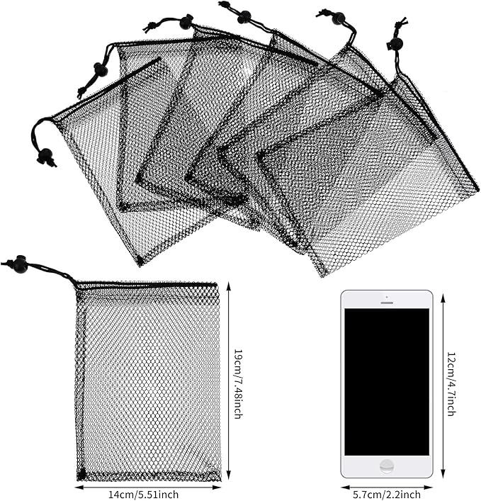 TecUnite 10 Pcs Mesh Bags Drawstring Laundry Bags Large Nylon Mesh Gift