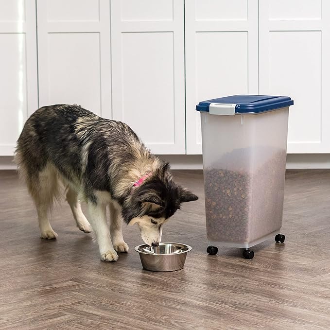 IRIS USA Airtight Dog Food Storage Container, Attachable Wheels,