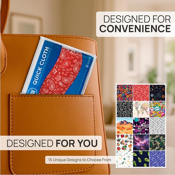 Quick Cloth Microfiber Glasses Cleaning Cloths – 5x7, Paisley Red, 2 Pack