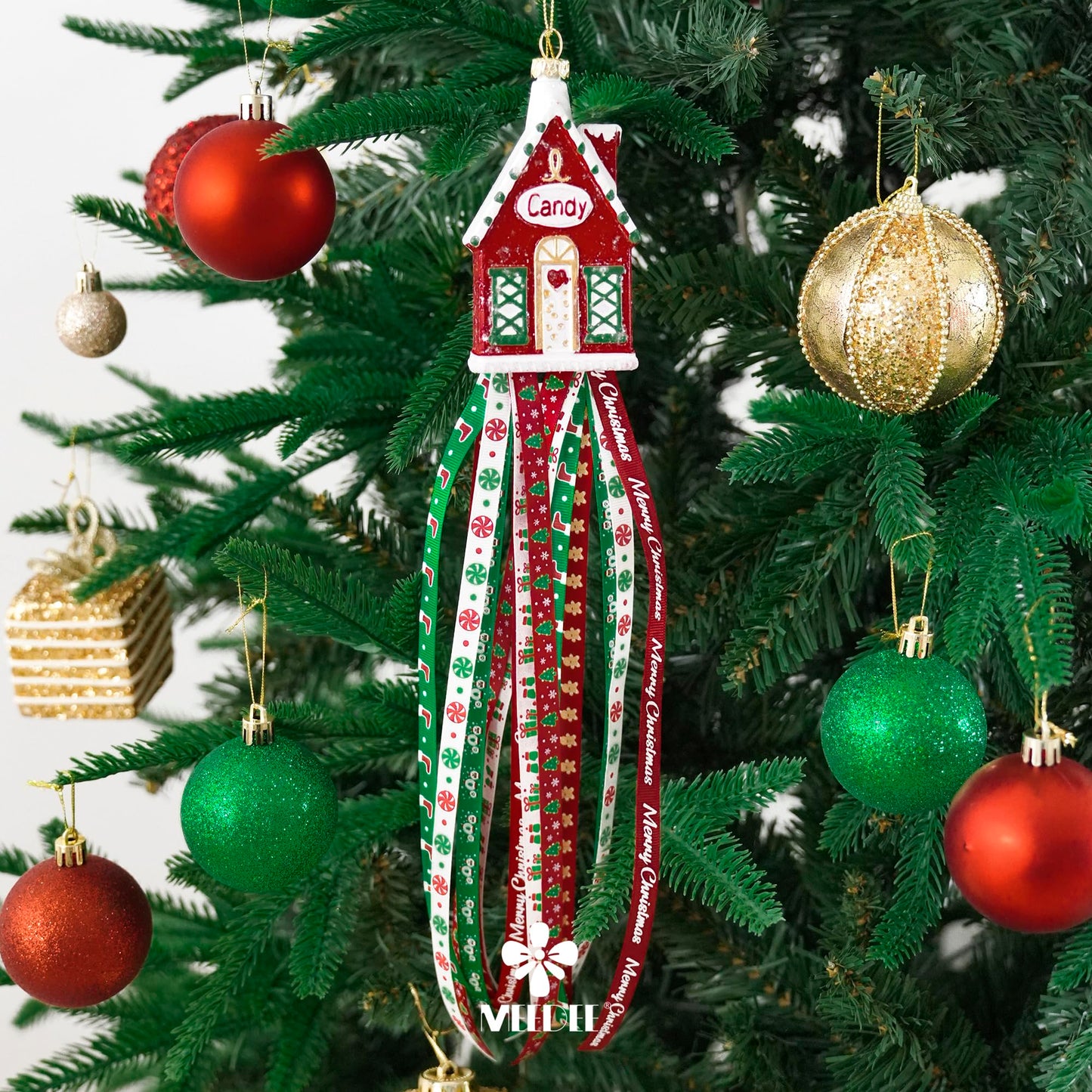 MEEDEE 3/8 inch 100 Yards Assorted Christmas Ribbon - Pack of 20 in Red, Green & White - Mix Grosgrain & Double Face Satin Ribbon for Holiday Décor, Gift Wrapping, Xmas Wreath Bow or Crafting Project