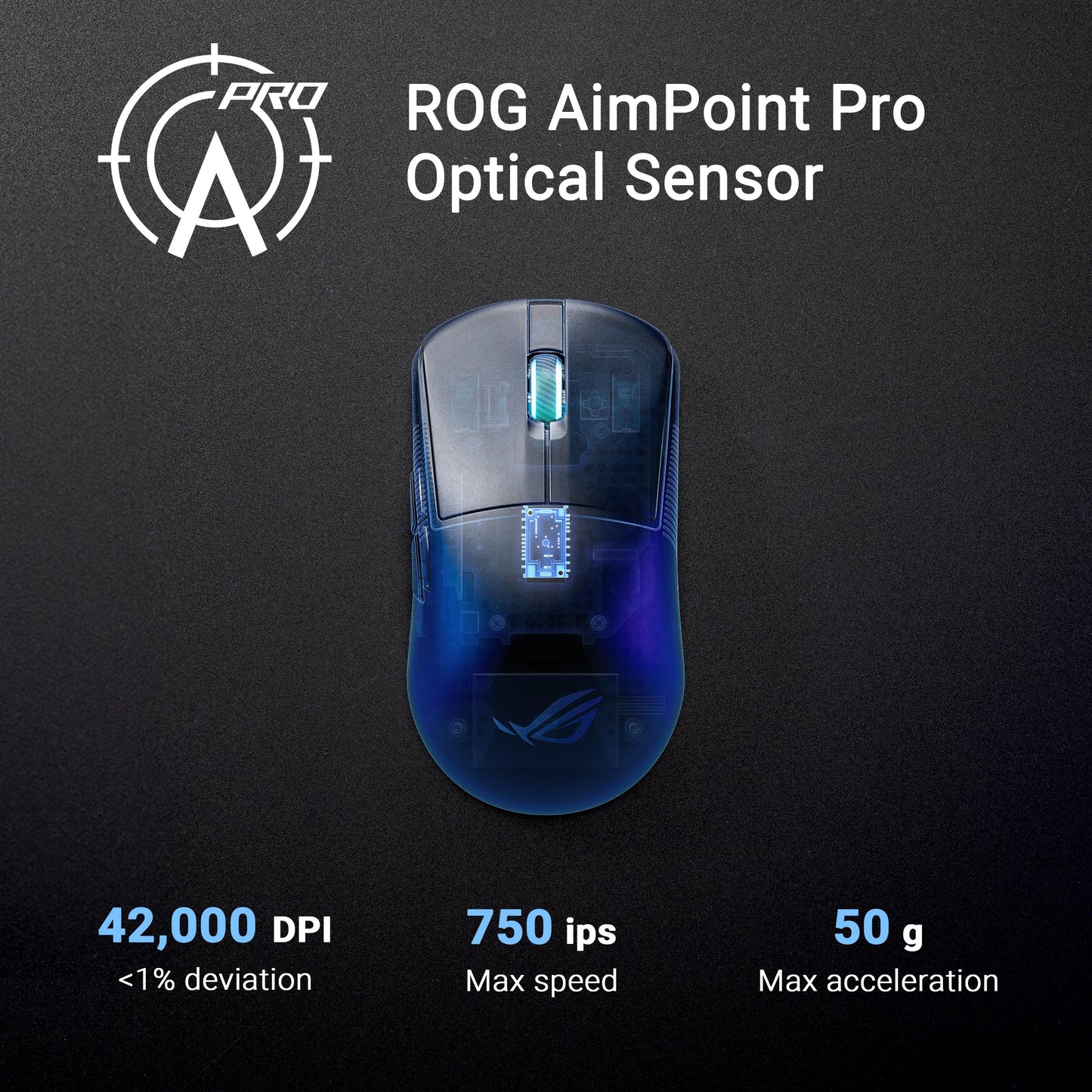 ASUS ROG Harpe Ace Extreme Wireless Esports Gaming Mouse – Carbon Fiber Build, 47g Lightweight, Tri-Mode Connectivity, 42K DPI, up to 70Hr Battery, Glass Skates, Pro-Approved, PC/Mac Support - Black