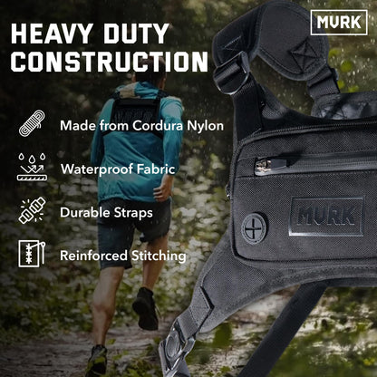 MVRK Water Resistant Chest Pack - Running Vest for Workouts, Running Phone Holder Extra Storage, Lightweight Running Pack