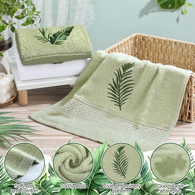 3 Pcs Tropical Palm Leaves Hand Towels