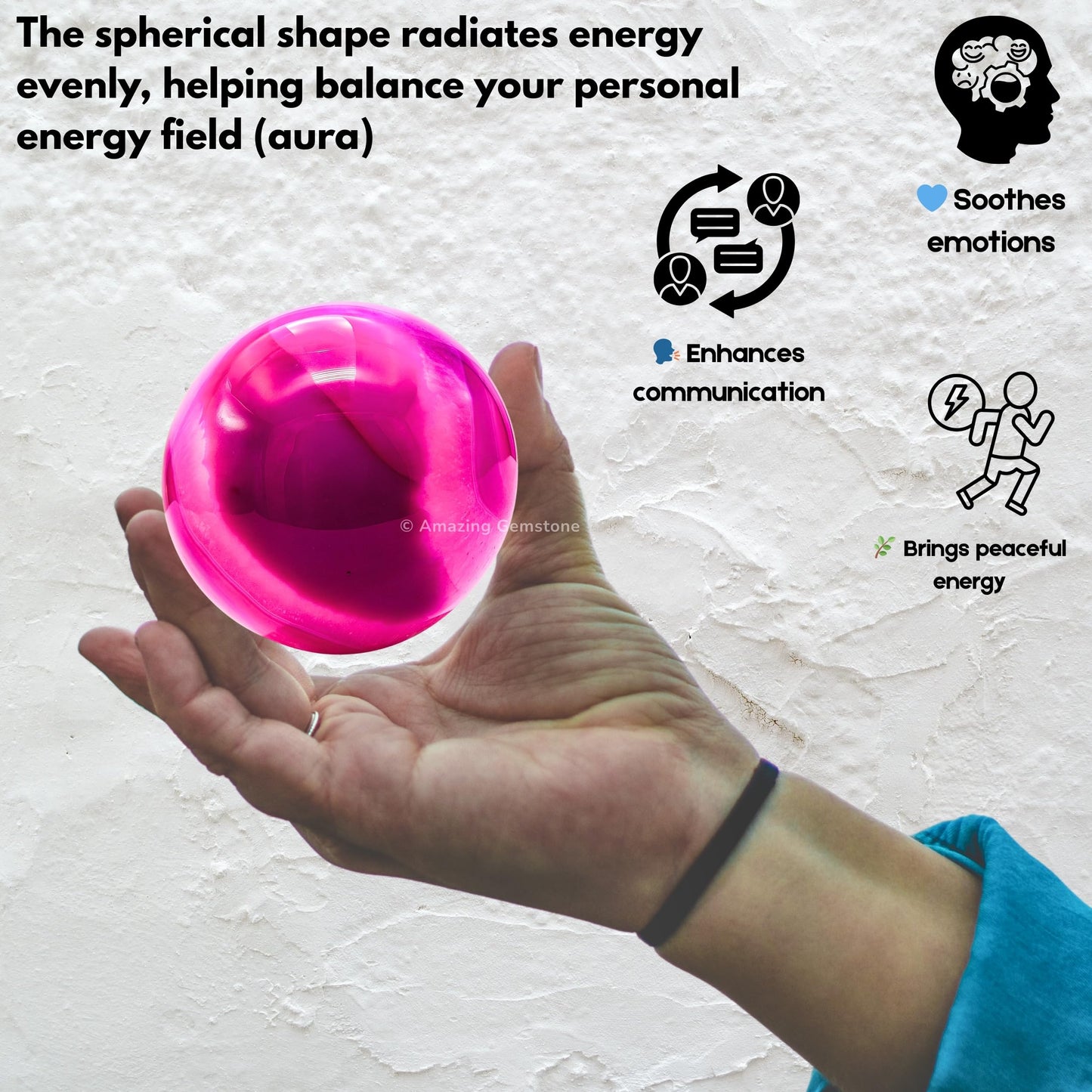Amazing Gemstone Pink Onyx Crystal Ball with Stand - 2 Inches Crystal Sphere Meditation Balls for Witchcraft and Decorative Balls