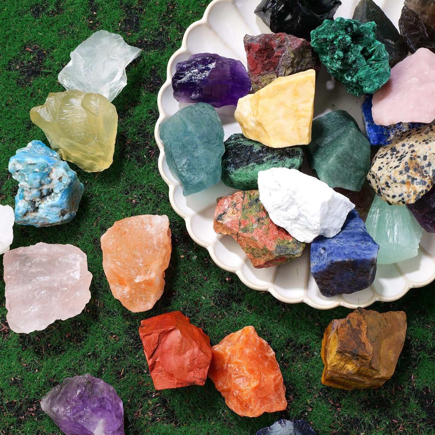 Apengshi 1.2-2'' Malachite Raw Stone Natural Crystal Healing Crystal and Stone Rough Rocks for Fountain Home Garden Decor Meditation