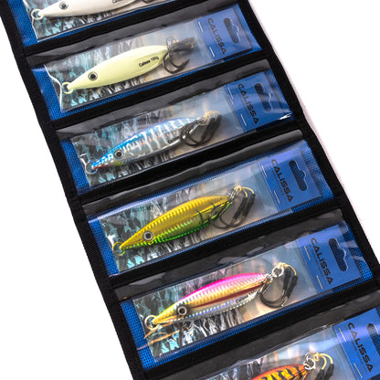 Calissa Offshore Tackle Fast Fall Jig 80g 150g 250g 300LBS Assist Hooks 3/0 Butterfly - Vertical Jig Speed Lure Slow Pitch Flat Glow Color Painted on Both Sides (6 Pack, 450g)