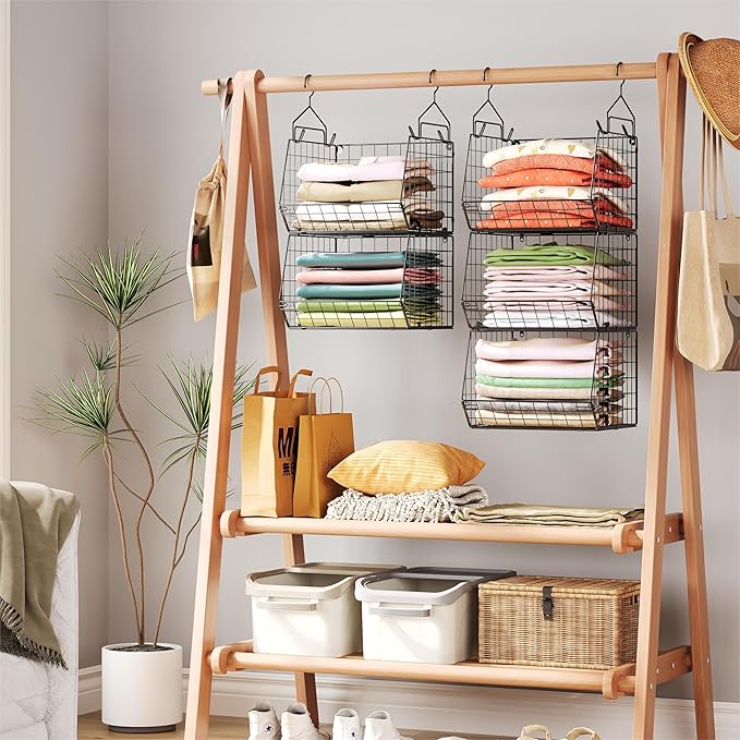 5 Tier Closet Hanging Organizer, Clothes Hanging Shelves