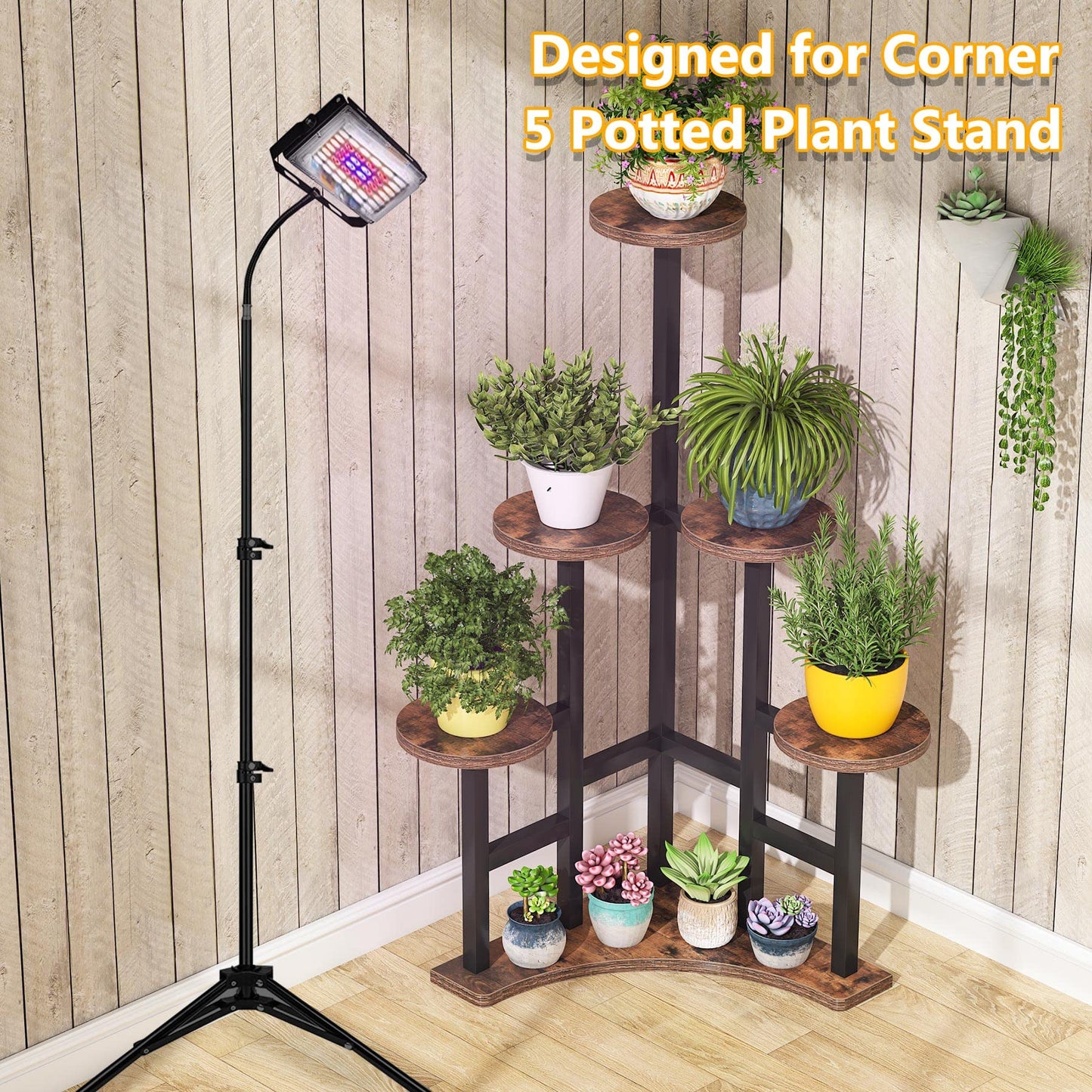 Tribesigns Corner Plant Stand Indoor, 6 Tiered Plant Shelf Flower Stand, Tall Multiple Potted Plant Holder Rack Planter Organizer for Living Room Balcony Garden, Rustic Brown