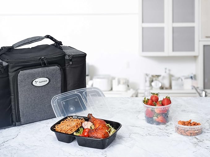 50 Pack 32 oz Sturdy Leakproof 2-Compartment Meal Prep Containers