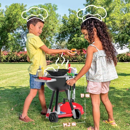 JOYIN 34 PCS Kitchen Toy Set, BBQ Play Grill, Cooking Toy Set, Little Chef Play, Kids Grill Playset Interactive BBQ for Kids with Light & Sound, Christmas Birthday Gift for Boys Girls