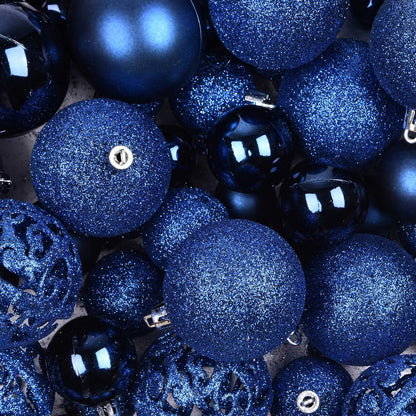 Christmas Balls Tree Ornaments Set, Shatterproof Xmas Decorations Set with Reusable Hand-held Gift Package for Holiday Indoor Tree Decor (100Pcs, Dark Blue)