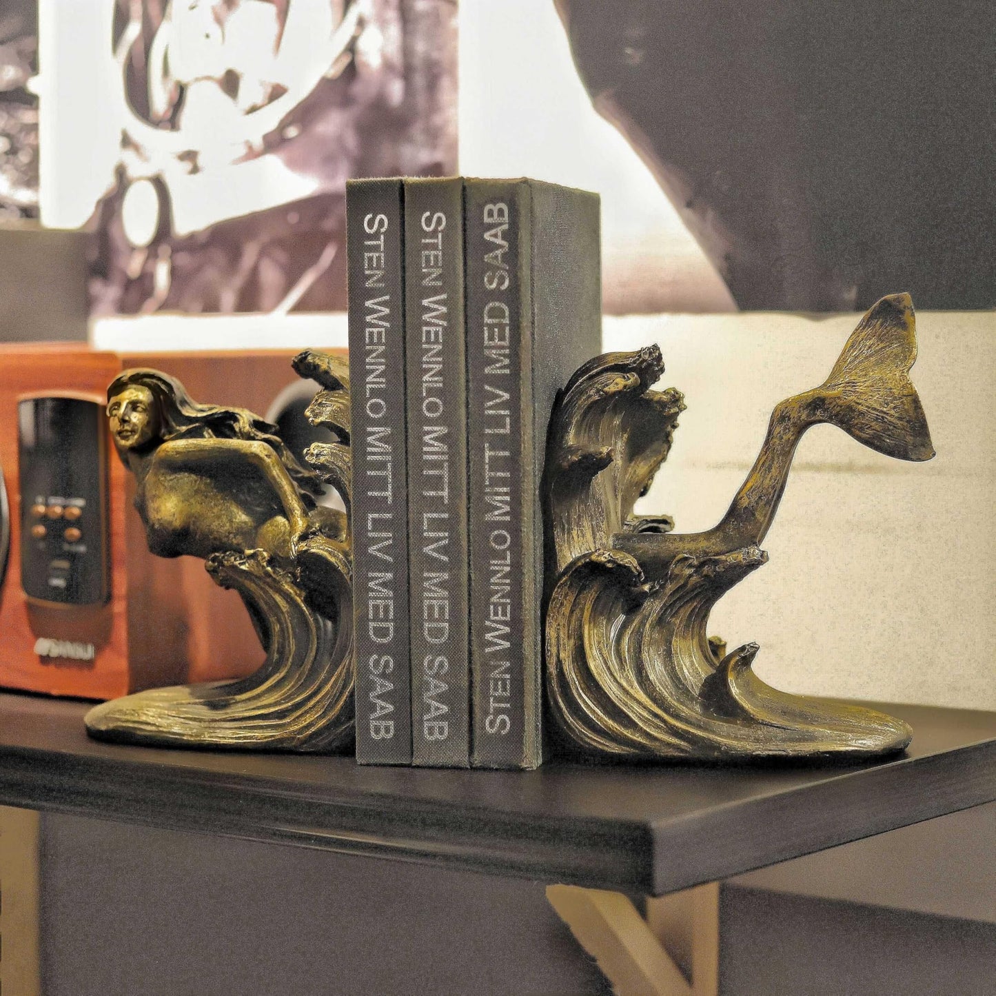 ARSTRIA Mermaid Bookends Set Goddess of The Sea Antique Vintage Retro Ocean Collection Mythology Nautical Coastal Sailor Book Ends