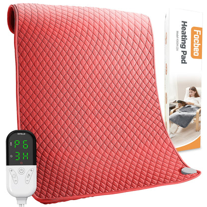 King Size Heating Pad for Back Pain 32"x24" Extra Large Electric Heating Pad for Period Cramps Relief & Body Neck Shoulder Auto Shut Off Heat Pad Temperature Settings Machine Washable Gray
