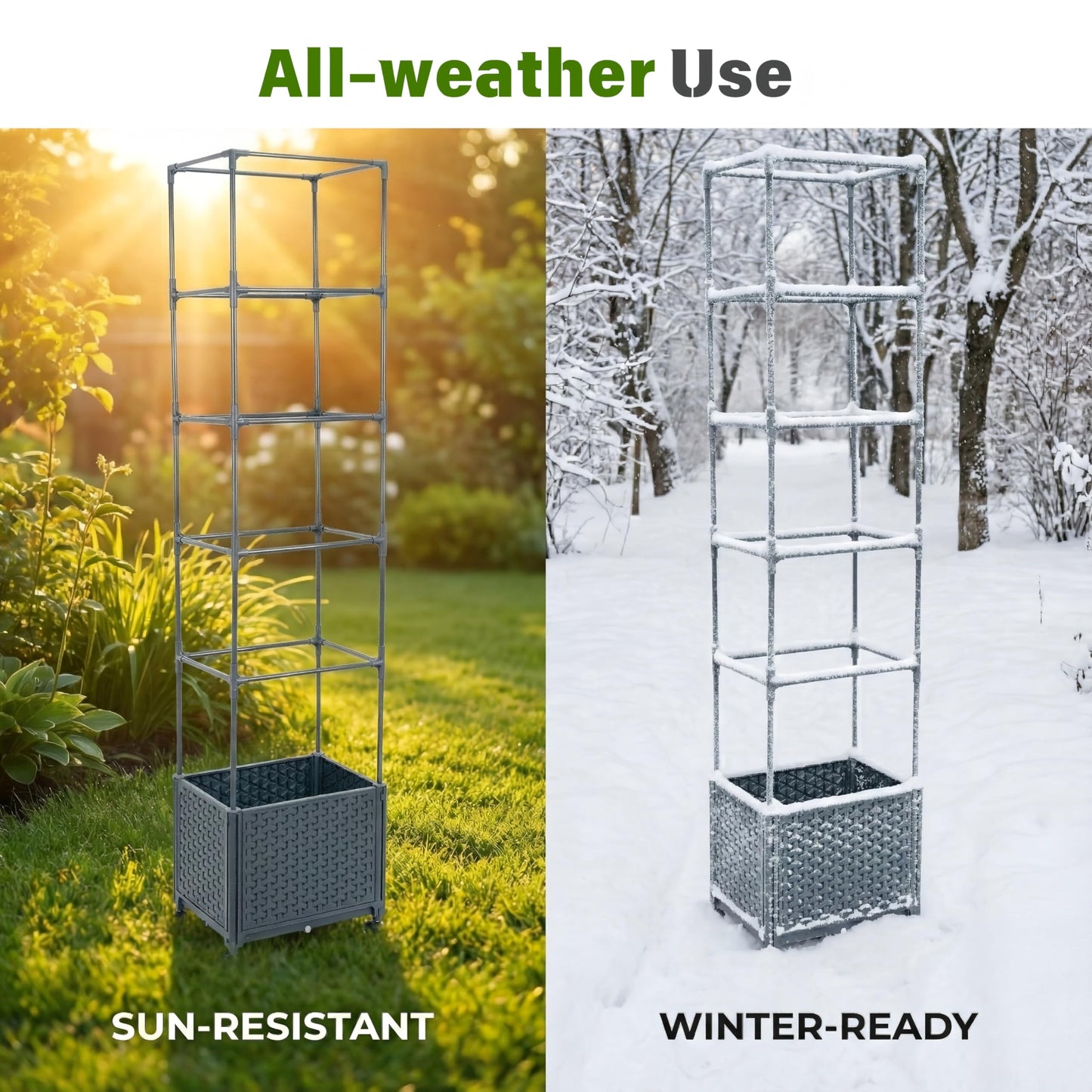 KOBAZ Raised Garden Bed Tomato Planter Box with Trellis, 67.6" Tomato Planters Cage w/Self-Watering for Climbing Plants Vegetables, Patio Indoor Outdoor