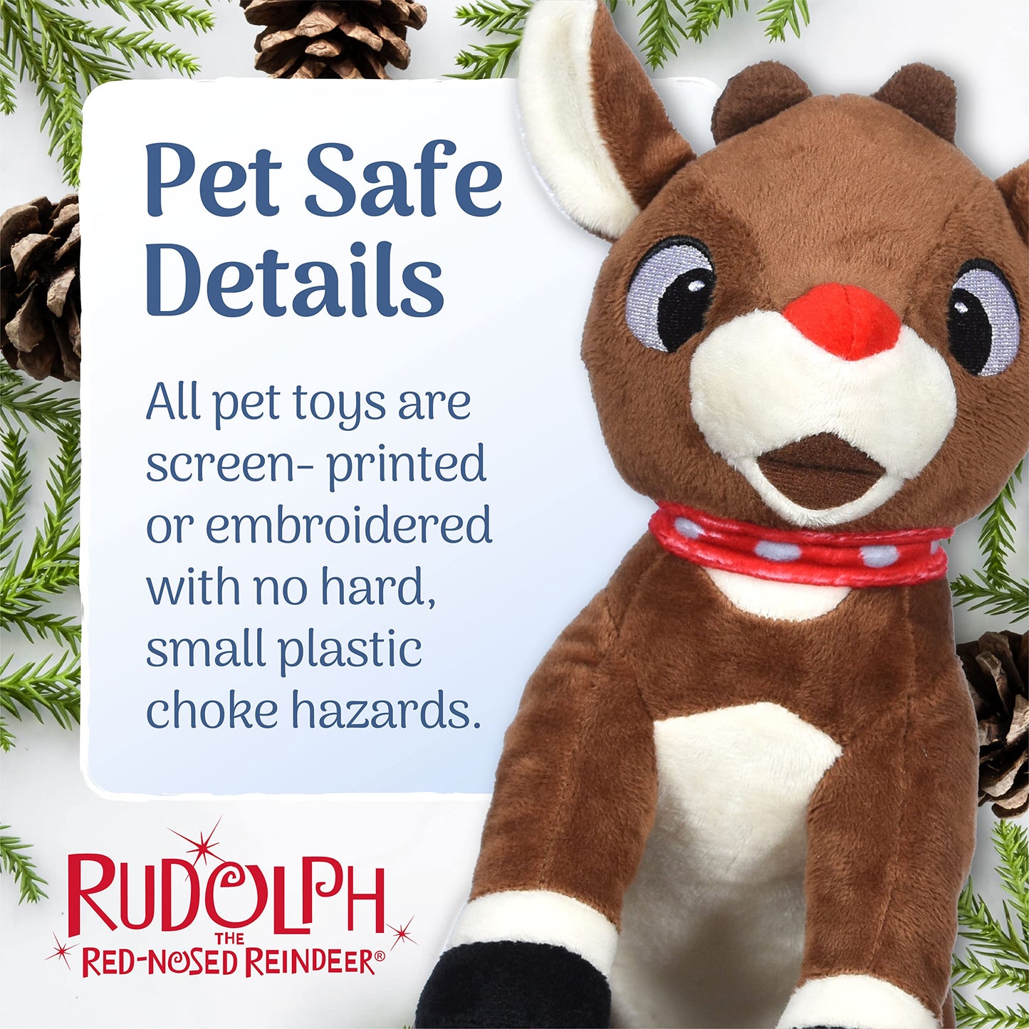 Rudolph The Red-Nosed Reindeer Toys for Dogs - 9" Plush Rudolph Squeaker Dog Toy, Chew Dog Toys - Holiday Toys for Pets, Christmas Dog Toys, Rudolph Dog Toy, Dog Toys for Christmas