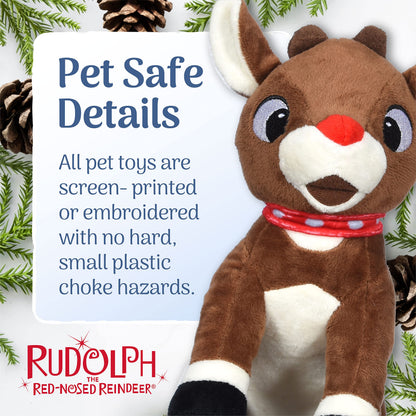 Rudolph The Red-Nosed Reindeer Toys for Dogs - 9" Plush Rudolph Squeaker Dog Toy, Chew Dog Toys - Holiday Toys for Pets, Christmas Dog Toys, Rudolph Dog Toy, Dog Toys for Christmas