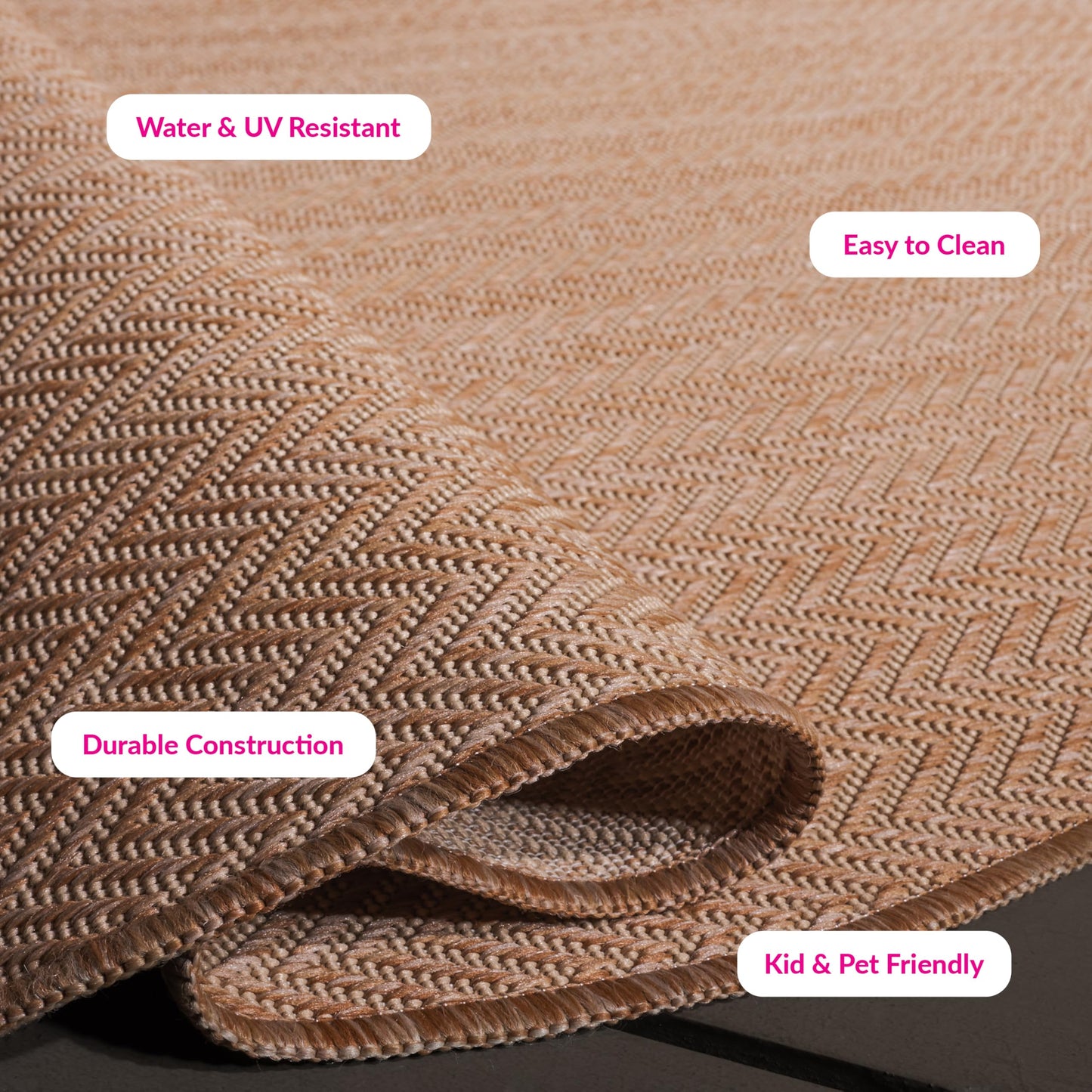 SAFAVIEH Washable Rug Outdoor Courtyard Collection - 8' x 10', Natural & Cream, Non-Shedding & Easy Cleaning, Ideal for Patio, Backyard, Mudroom, DIning Space (CY8022-03012)