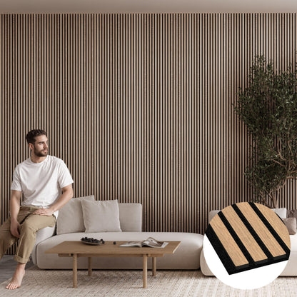 Bark & Bole Oak Acoustic Panels – 3D Textured Wood Veneer Wall and Ceiling Panels | Decorative Sound-Absorbing Solution for Homes, Offices, and Studios | H94.5” x W12.6” | Veneer, MDF, Felt