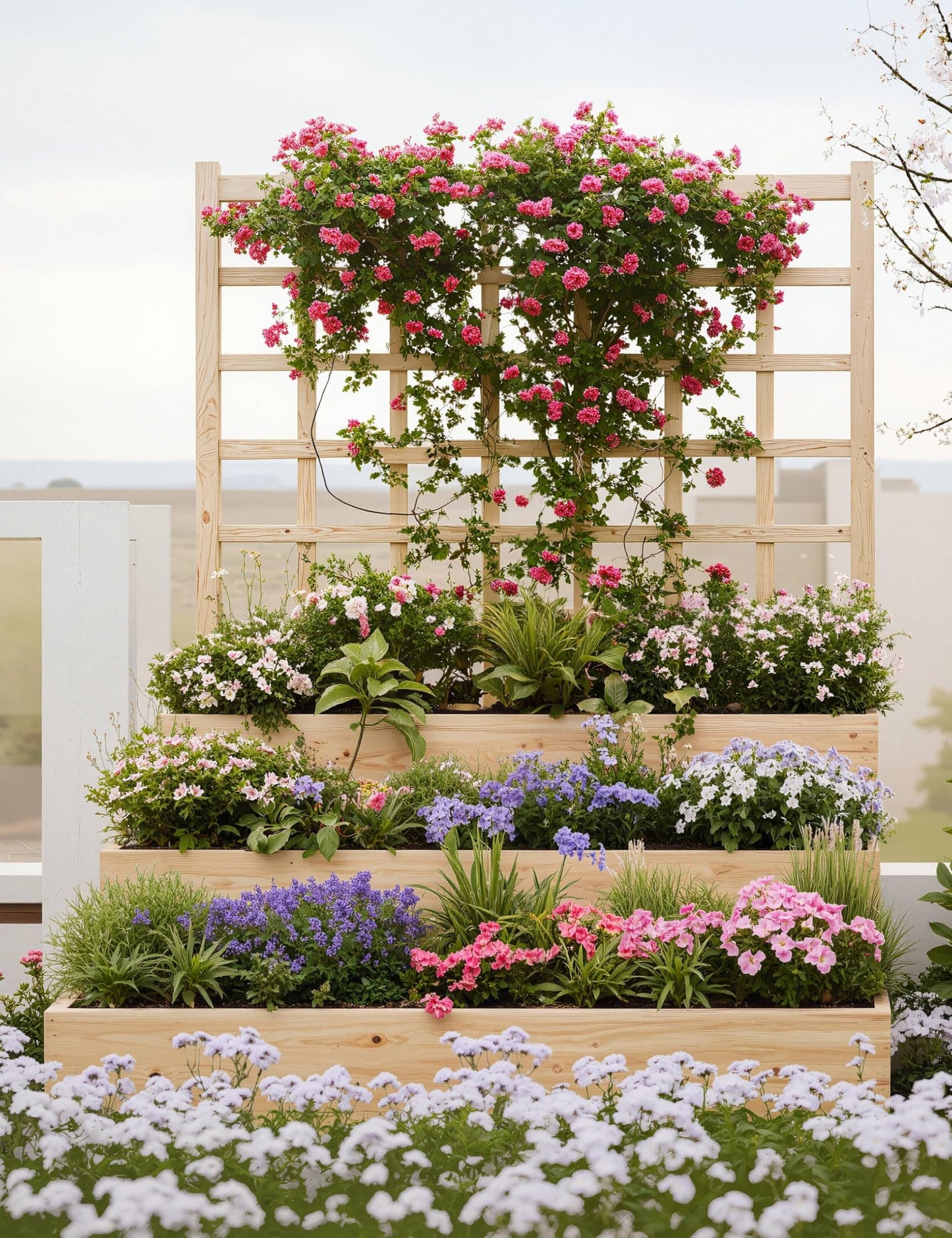 Hipicute Vertical Wooden Garden Planter with Trellis – 3-Tier Raised Bed for Climbing Vines, Fruits, Vegetables & Herbs – Open-Base Design for Better Drainage – Perfect for Patio, Deck, or Backyard